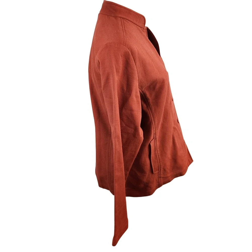 Eileen Fisher‎ Red Orange Textured Knit Blazer Jacket Women's Size L